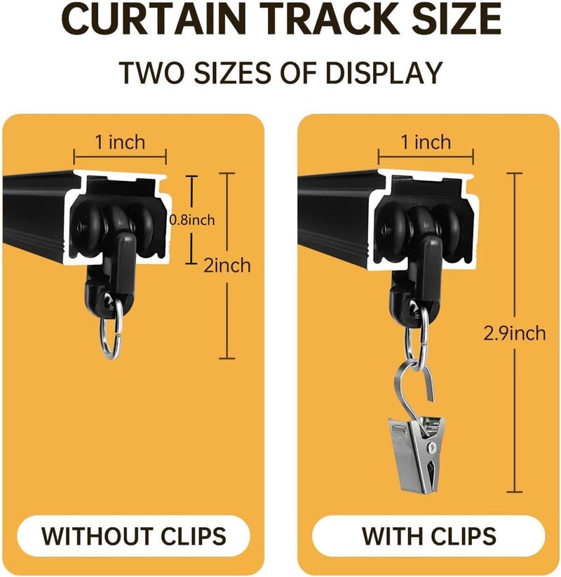 MaKefeile Ceiling Curtain Track Ceiling and Wall Mounted Heavy-Duty Curtains Rails Room Divider Curtains Shower RV Tracks Ceiling Sliding Curtain Rods With Clips,Black 9ft. - Image 5